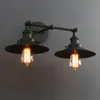 Lampada da parete Phansthy Lampadario industriale vintage a 2 luci per bagno nero opaco con paralume in metallo da 8,5 pollici