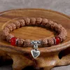 Strand OAIITE Vajra Bracelet For Men Natural Red Agate Beaded Love Pendant Women Rudraksha Buddhist Prayer