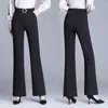Pantaloni da donna neri svasati primavera e autunno tubo dritto a vita alta versatile abito ampio a gamba larga 36