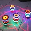 Rotating Gyro With Sound And LED Light Music Spinning Top Pressing StyleImitation WoodMagnetic Flashing Children Luminous Toys 240102