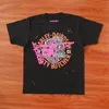 メンズTシャツグラフィックティーTシャツピンクヤング凶悪犯SP555555プリントスパイダーウェブパターンコットンH2Yスタイルトップティーヒップホップ