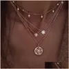 Pendentif Colliers Crystal Star Mtilayer C Chaîne en or Collier Summer Beach Mode Hip Hop Bijoux pour femmes Drop Ship Drop Livraison J Dhcdp