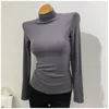 Women's T Shirts 2024 Autumn Winter Turtleneck T-Shirt Korean Ribbed Long Sleeve Slim Casual Base Shirt Soft High Collar Innerwear Top