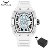 Horloges ONOLA Mannen Quartz Horloge Mode Tonneau Siliconen Band Sport Waterdichte Horloges Man Auto Datum Cadeau Voor