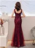 Rote Meerjungfrau-Abendkleider, Pailletten-Sling, lange Sommer-Braut, formelle Abschlussball-Party-Kleider, Promi-Kleid