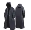 Noir mode adulte imperméable Long imperméable femmes hommes manteau de pluie à capuche pour randonnée en plein air voyage pêche escalade épaissi 210927481794