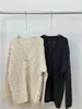 Damen-Strickjacke, 2024, Kaschmir-Wollmischung, verdrehter V-Ausschnitt, einreihiger, lässiger, einfarbiger Langarmpullover
