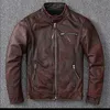 classico stile motoristico nero genuino giacca di pelle moda uomo casual cappotto di pelle street biker all'ingrosso y231229