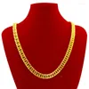 Chains SAIYE LUXURY 24K GOLD NECKLACE JEWELRY FOR MEN 10MM FLAT CHAIN LASTING COLORFAST WEDDING ENGAGEMENT CHRISTMAS GIFTS MALE