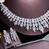 CWW 4 Stück Quaste Tropfen Zirkonia große Hochzeit Bankett Halskette Dubai Weißgold Farbe Braut Party Kostüm Schmuck Sets T600 240102