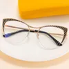 Sonnenbrille Frauen Cat Eye Rezept Myopie Gläser Mode Marke Metall Halb Rahmen Computer Brillen Anti Blau Licht Optische -2