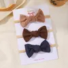 Hair Accessories 3Pcs Nylon Baby Headband Set Solid Color Thread Twisted Hairband Soft Super Elastic Infant Head Tie Casual Lovely Bows