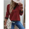 Dames T-shirts Kant Patchwork Gebreide trui Tees Herfst/Winter Elegant Kantoor Dame Lange mouwen Losvallend Casual T-shirt Top S-5XL