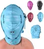 Masques à capuche complète de bondage BDSM, privation sensorielle, jeu de rôle d'esclave rembourré en cuir GimpSM avec trou de respiration, jouets sexy pour couple 1296603