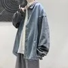 Jaquetas masculinas denim jaqueta primavera outono manga longa preto oversized harajuku jeans roupas masculinas moda coreano topos roupas