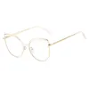 Solglasögon Metal Anti Blue Light Glasses Kvinnor Bekväma vårben Fashion Eyeglass Frame UV400 Flat Mirror Tide