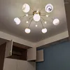 Kolye lambaları Aydınlatma Pirinç Demir Geometrik Işık Tavan Yuvarlak Lamba Deco Maison Mutfak Avizeleri