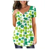 Kvinnors blusar St. Patrick's Day Floral Print Tops Mujer Verano 2024 Y2K Streetwear Crop 3D Abstract Women for Work Plus Size Top