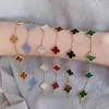 Luxury Designer 4 Four Leaf Clover Classic Charm Bracelets 18K Gold Plated Jewelry Elegant Mother-of-Pearl Bracelets For Women and Men