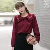 Women's Blouses Autumn Winter 2024 Top Cute Youth-Looking Mori Style Embroidered Shirt For Women Doll Collar Long-Sleeved