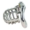 Stainless Steel Male Chastity Device Belt Bird Cage Lock Bondage Restraint Ring for Men with Curved Penis Ring Sex Toys for Men