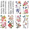 Arabisch D patroon kleurrijke bloem vlinder Water Transfer Set Tattoo Sticker