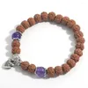 Strand oaiite budista bodhi pulseira para homem natural ametista frisado pingente feminino rudraksha meditação oração