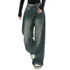 Jeans pour femmes Femmes Baggy Pantalon avec taille haute E Girl Style Streetwear Mode Vintage Denim Lâche Droite Loisirs
