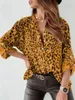Blouses Femmes Mode Léopard Imprimer Femmes Top Impression Numérique Chemise À Manches Longues 2024 Lâche Col En V Pull Blouse Bluzas Femeninas