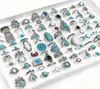 Anneaux de bande 50 100Pcss Lot Vintage Boho bleu pierre Turquoise pour les femmes mélange entier Styles ethnique bague ensemble bijoux cadeaux de fête 2759610