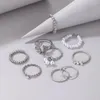 Cluster Ringen Charms Parel Steen Vlinder Zilver Kleur Gezamenlijke Ring Sets Voor Vrouwen INS Legering Partij Sieraden 9 stks/sets Anillo 22717