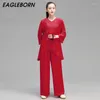 Vêtements ethniques Printemps Tai Chi Costume Trompette Poignets Mode Style Chinois Traditionnel Pour Les Femmes