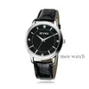 腕時計No.2 Eyki Mens Watches Luxury Casuary Lovers 'Quartz Wristwatch Imitation Leather Simple Crystal Dial Watch Women LeLogio