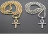 Collana con ciondolo chiave Ankh egiziano ghiacciato da uomo Collana con ciondolo chiave Hip Hop placcato oro 18 carati con strass in cristallo Collana con gioielli Hip Hop8526276