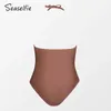 Wear Seaselfie Plus Size Halter Backless One Piece Swimsuit Mulheres Tamanho Grande Sólido Monokini Maiô 2023 Praia Swimwear