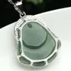 Pendentif bouddha en Jade incrusté d'argent pur 925, produit naturel, huile d'émeraude du Myanmar, colliers pour hommes et femmes 234u