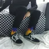 Men's Socks Applicable To Men And Women Unisex Flame Black White Yellow Fire Sokken Novelty Hip Hop Harajuku Skateboard