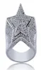 Ny designer lyx 18k guld vit cz zirkonia pentagram ring 2020 full diamant ised ut hiphop smycken gåvor för män kvinnor rin9639035