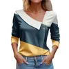 Bloses de mujer Fashion Elegant Printing Diagonal Collar Shirthule Autumn High Street Camisas sueltas de manga larga para mujeres 2024