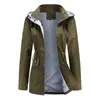 Kvinnorjackor Spring Autumn Waterproof Jacket Löstagbar huva Trenchrock Löst tunn överrock Fashion Ladies Windbreak Outwear