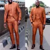 Costume Orange à revers pour hommes, Blazer 2 pièces, Tuxedos, vêtements de fête de mariage, sur mesure, coupe cintrée, costume d'affaires 1012959