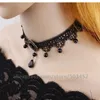 Conjuntos 200 pçs/lote vende quente rendas zircônia colar feminino estilo retro pingente temperamento gargantilha colar cor preta colares