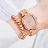 腕時計2 stuksセットQuartz Horloge 2024 Nieuwe Mode Luxe Full Diamant Dames Armband Horloges vrouwen vrouwelijke Klok lelogio feminino