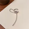 Lila Zirkon Kette Quaste Ohrclip für Frauen C-förmige Fake Piercing Manschette an 14K Weißgold Ohrringe Schmuck Geschenk