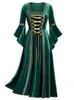 Vestidos casuais 2024 vintage halloween mulheres vestido trajes manga longa medieval cosplay vampiro bruxa vitoriana bandagem gótica