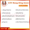 Authentic UZY Bang King 6000 Puff Disposable Vape Pen 14ml Pre-filled 1100mAh Rechargeable Battery Pre charged 0% 2% 3% 5% Level Vaporizer Device Cigarette 10 Flavors