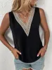 Vrouwen Blouses Mode V-hals Kant Patchwork Vrouwen Tops En Zomer Wit Casual Mouwloze Tank Top Femme Blouse Shirt 2024