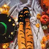 Pantoufles Halloween Spooky Slides Jack O Lantern Pumpkin Femmes Hommes Plat Doux En Peluche Confortable Intérieur Fuzzy Maison Chaussures