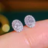 Jewelry Custom Hot Selling Diamond Earrings 18k White Gold South African Natural Oval Studs for Women