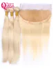 Glattes Haar 613 Blonde Farbe Ombre brasilianisches reines Menschenhaar-Verlängerungs-Webart-Bündel 3 Stück mit 13x4 Ohr-zu-Ohr-Spitze-Frontal Cl1457412